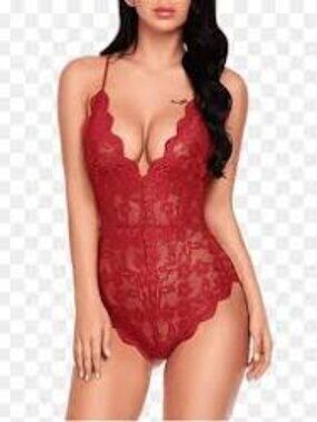 NWT ** Avidlove Red Lace Bodysuit One Piece ** Size XL